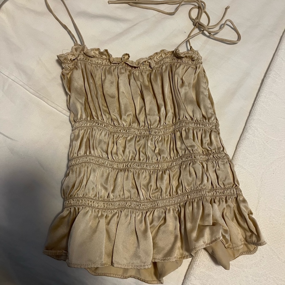 Reformation Cream Satin Tank Top - Picture 3 of 4